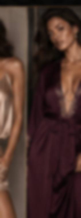 The Plum Robe — Silk satin, lace trim