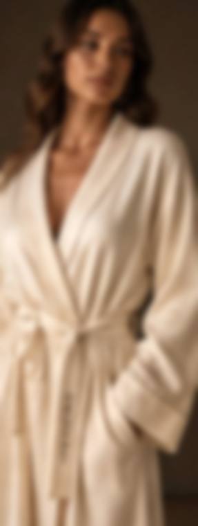 The Ivory Wrap Robe — Brushed cashmere